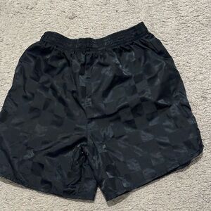 Essential Gear Youth Soccer Black Checkerboard Shorts Shiny Youth Size Small